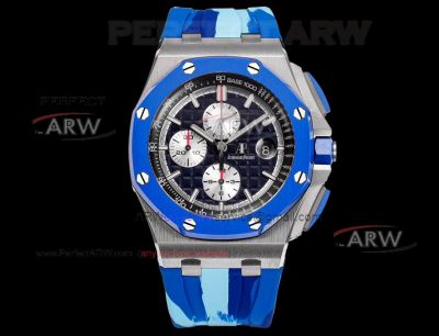 AAA replica TK Factory Audemars Piguet Royal Oak Offshore Chronograph Blue Camouflage Rubber Bracelet 